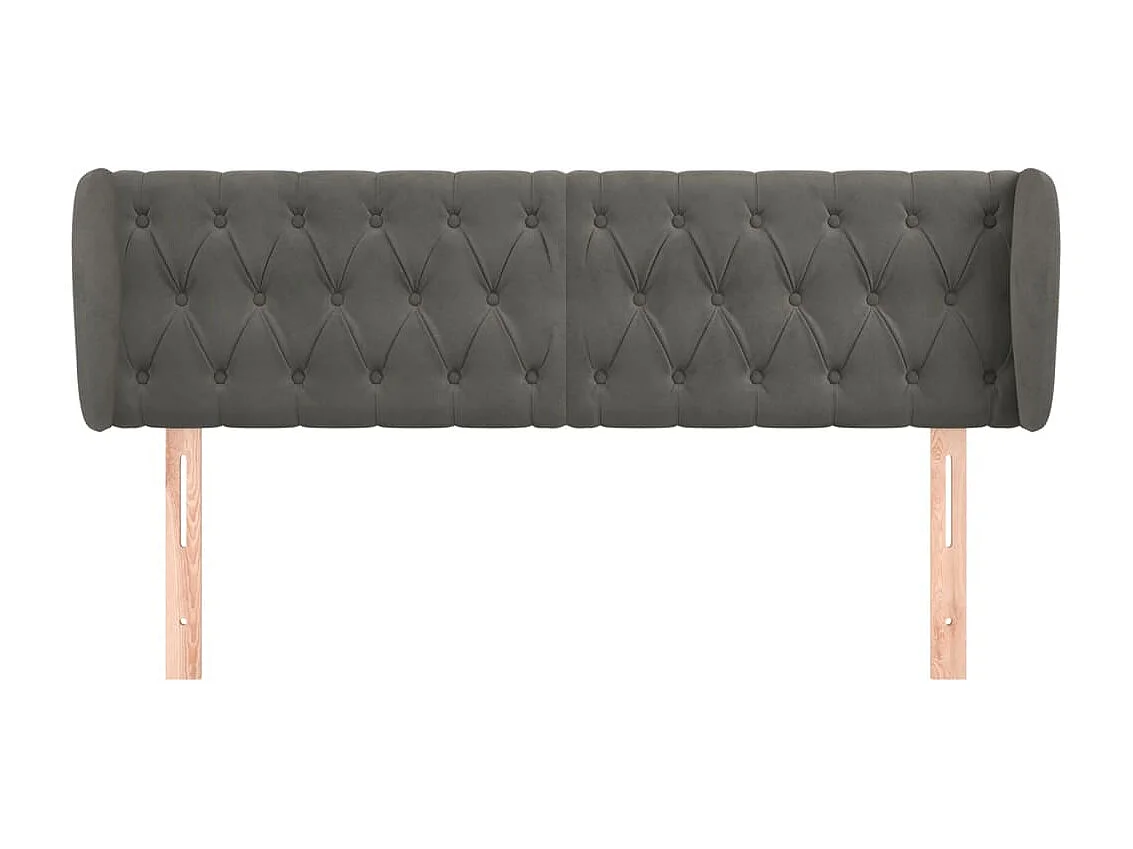 Tête de lit avec oreilles Gris foncé 163x23x78/88 cm Velours POI51945 BonneVie Meuble