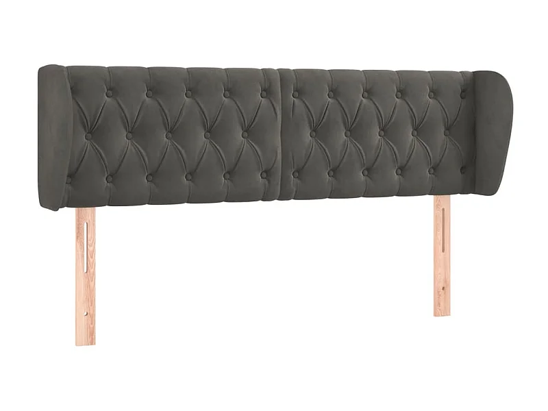 Tête de lit avec oreilles Gris foncé 163x23x78/88 cm Velours POI51945 BonneVie Meuble