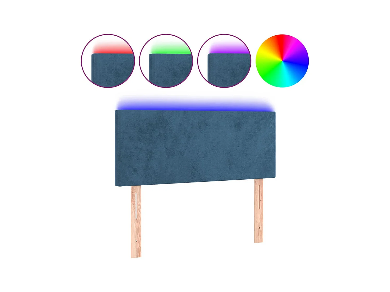 Tête de lit à LED Bleu foncé 90x5x78/88 cm Velours POI21255 BonneVie Meuble