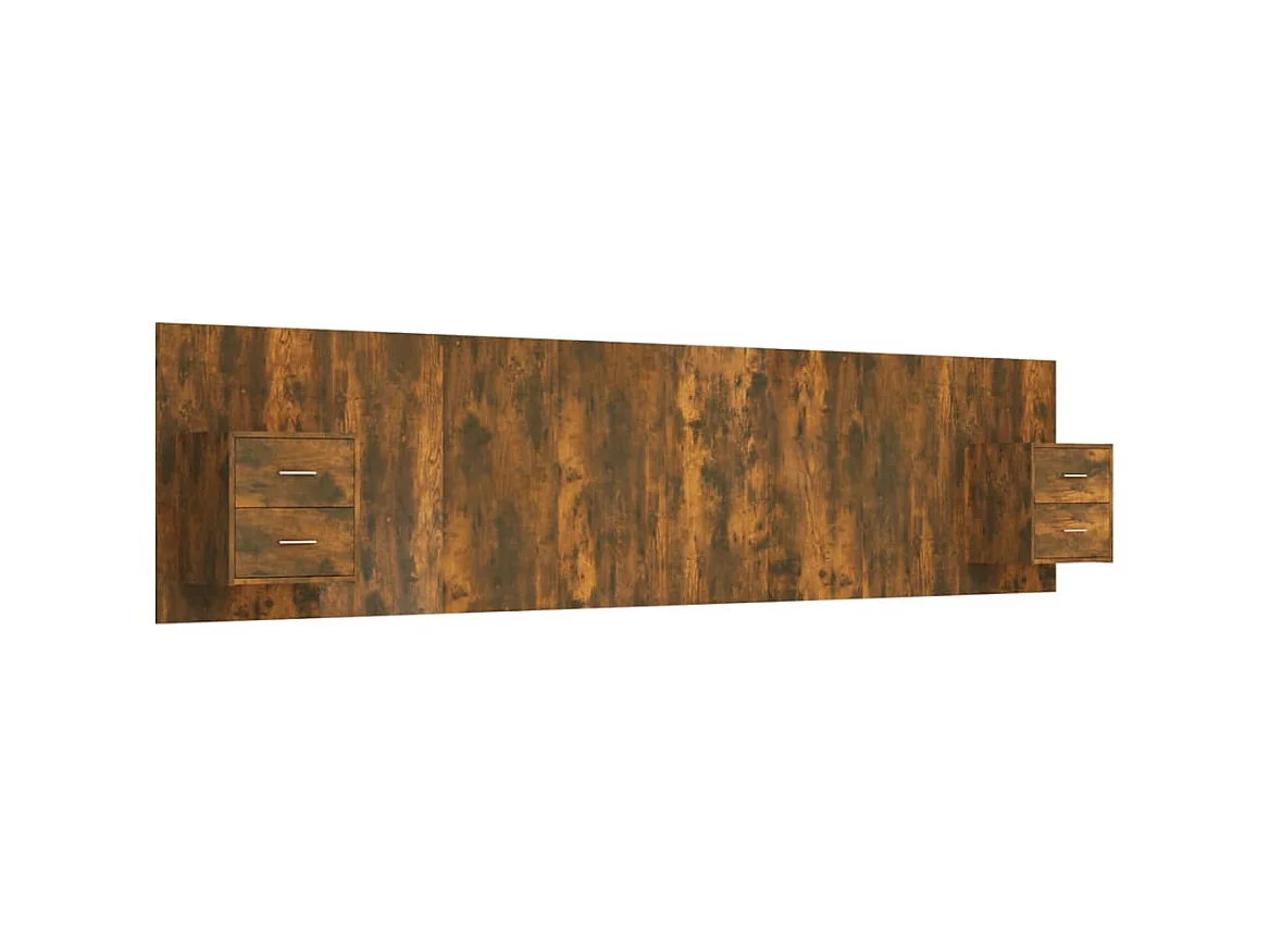 Tête de lit avec armoires Chêne fumé Bois d'ingénierie POI76035 BonneVie Meuble