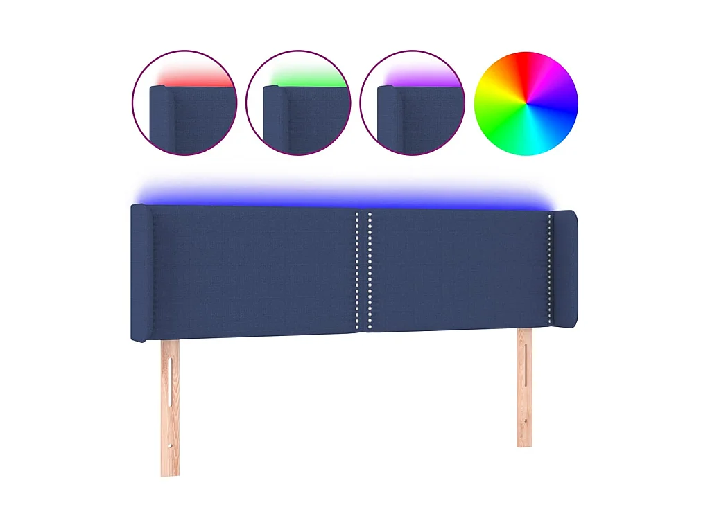 Tête de lit à LED Bleu 147x16x78/88 cm Tissu POI60572 BonneVie Meuble