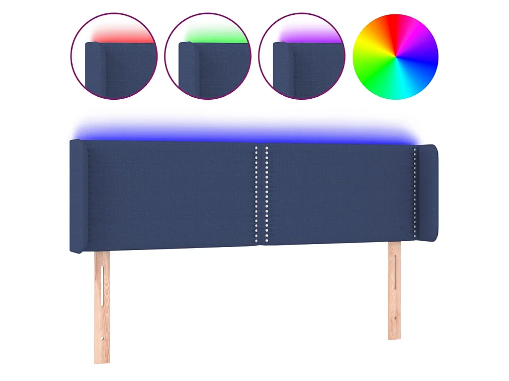 Tête de lit à LED Bleu 147x16x78/88 cm Tissu POI60572 BonneVie Meuble