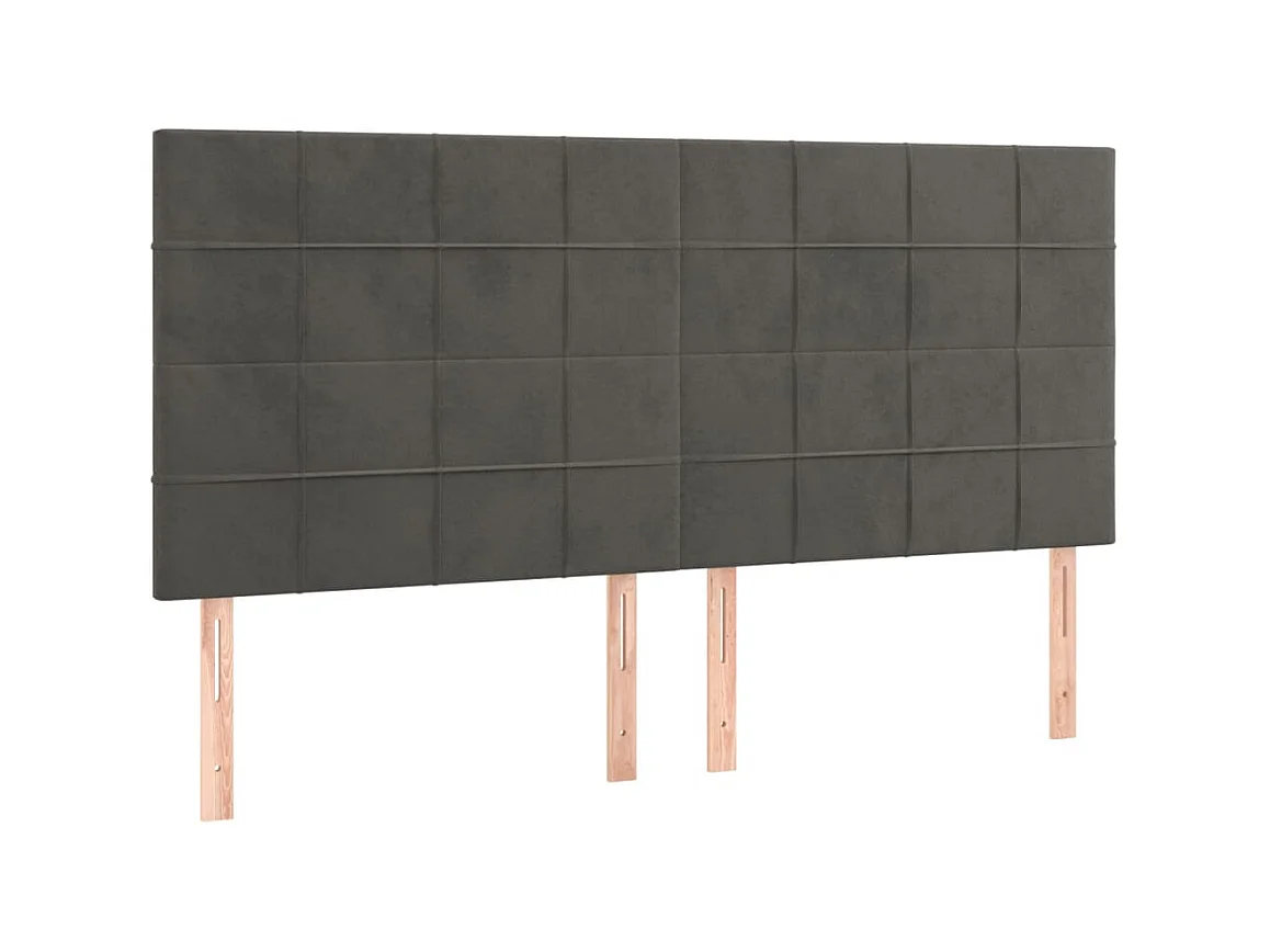 Têtes de lit 4 pcs Gris foncé 90x5x78/88 cm Velours POI18934 BonneVie Meuble