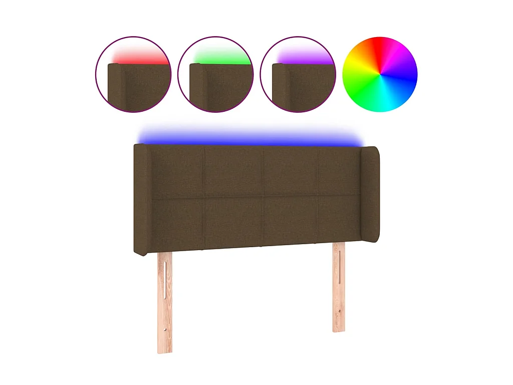 Tête de lit à LED Marron foncé 83x16x78/88 cm Tissu POI69411 BonneVie Meuble