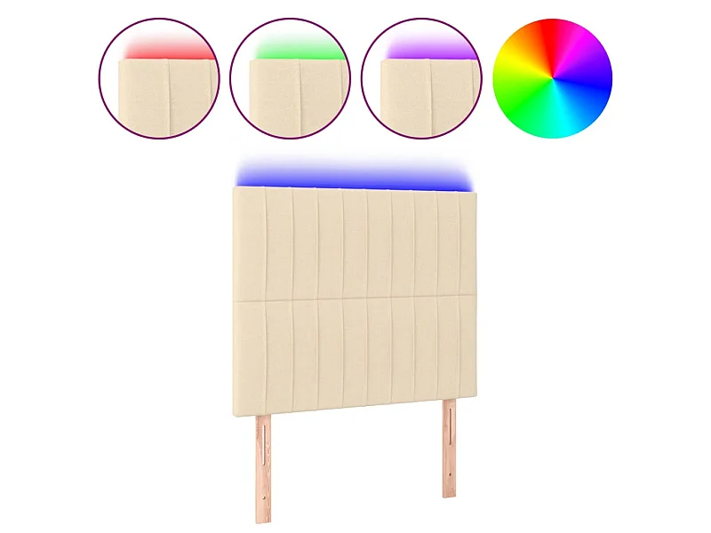 Hoofdbord LED 80x5x118/128 cm stof crèmekleurig NL794447