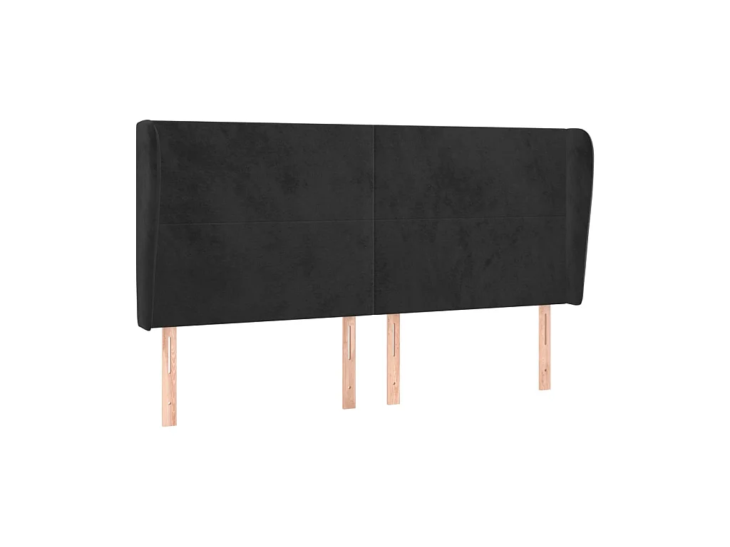 Testiera | Testata del letto ad Orecchio Nera 203x23x118/128 cm in Velluto