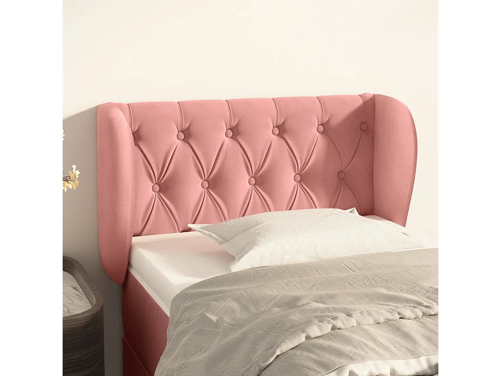 Cabeceira de cama c/ abas veludo 83x23x78/88 cm rosa PT594923