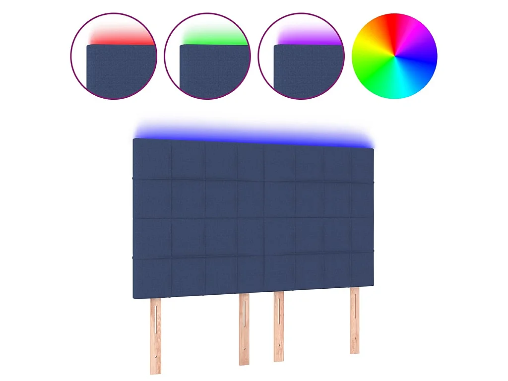 Cabecero con luces LED tela azul 144x5x118/128 cm ES65170