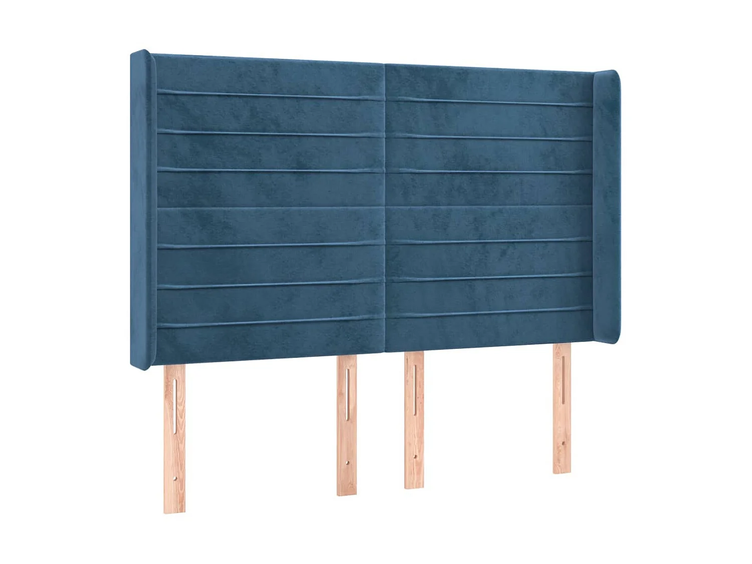Cabeceira cama c/ luzes LED veludo 147x16x118/128cm azul-escuro PT649546