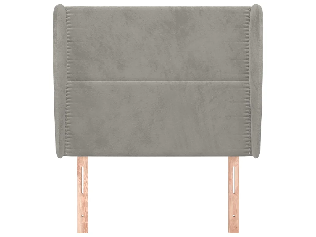 Cabecero con orejas de terciopelo gris claro 93x23x118/128 cm ES73144