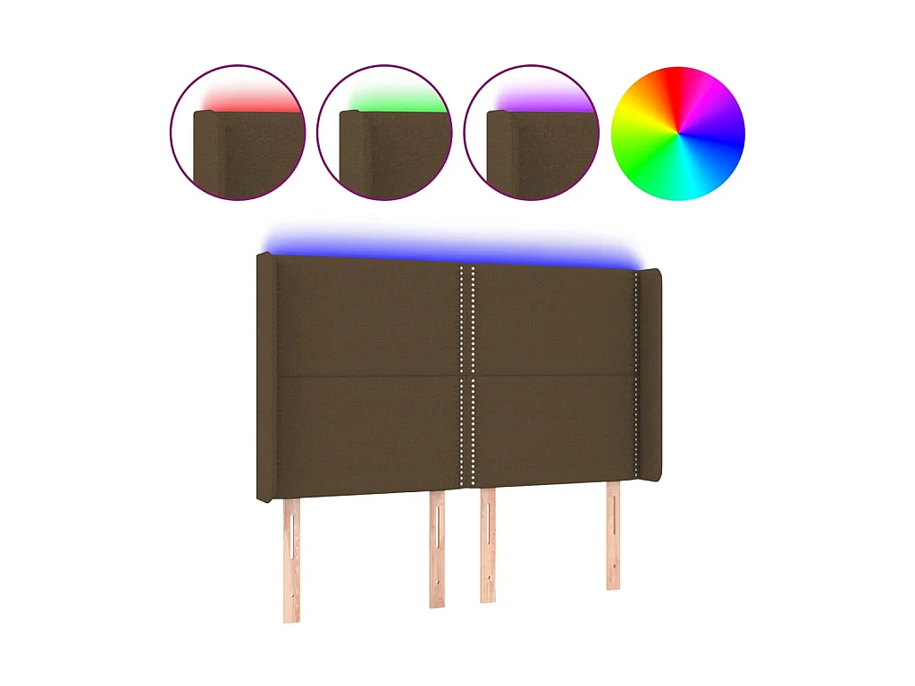 Testiera | Testata del letto a LED MarroneScuro147x16x118/128cm inTessuto