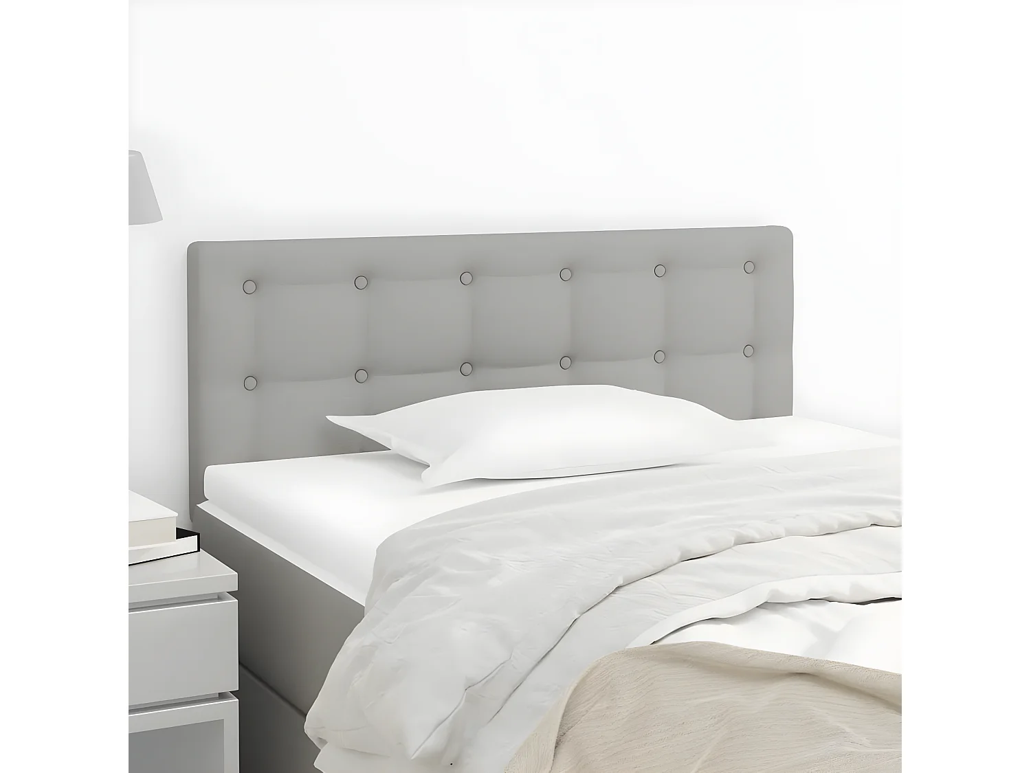 Tête de lit Gris clair 100x5x78/88 cm Tissu POI63329 BonneVie Meuble