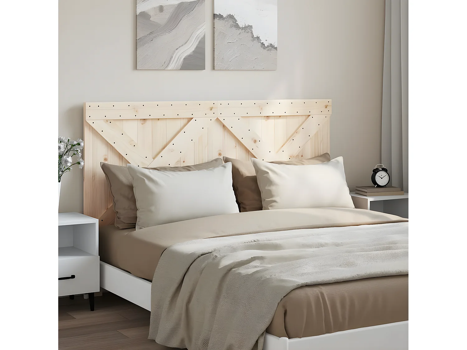 Tête de lit 160x104 cm bois massif de pin POI70605 BonneVie Meuble