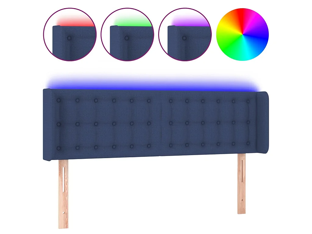 LED Kopfteil,Bettkopfteil Blau 147x16x78/88 cm Stoff -gkd233397