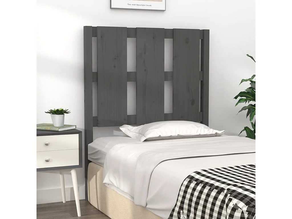 Tête de lit Gris 80,5x4x100 cm Bois massif de pin POI15825 BonneVie Meuble