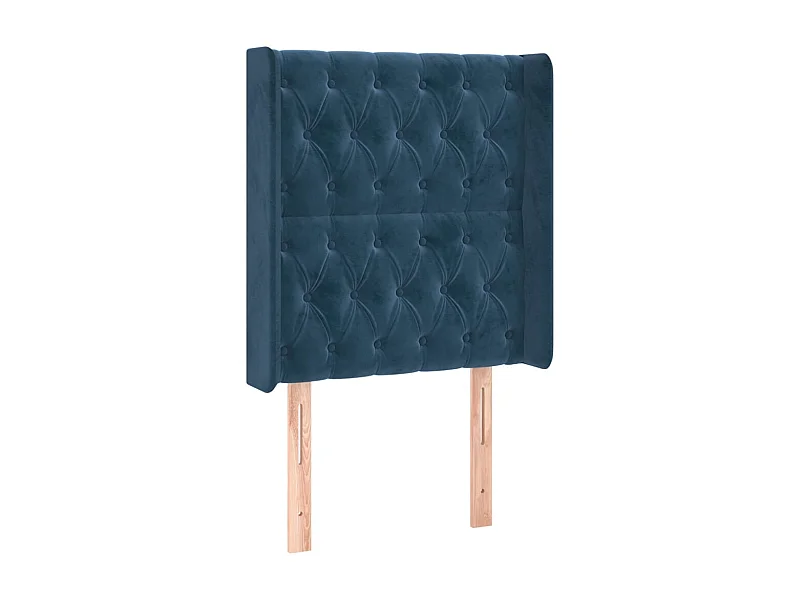 Cabecero con orejas de terciopelo azul oscuro 83x16x118/128 cm ES70697