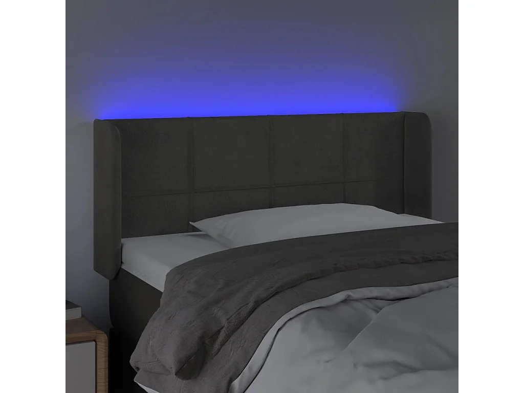 Tête de lit à LED Gris foncé 93x16x78/88 cm Velours POI22210 BonneVie Meuble
