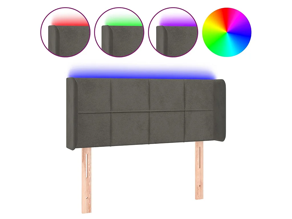 Tête de lit à LED Gris foncé 93x16x78/88 cm Velours POI22210 BonneVie Meuble