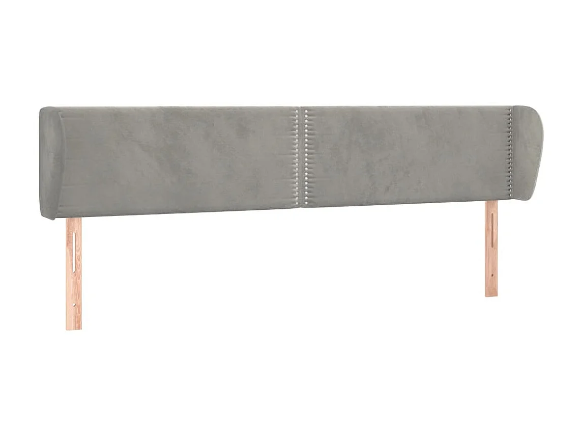 Tête de lit avec oreilles Gris clair 183x23x78/88 cm Velours POI36828 BonneVie Meuble