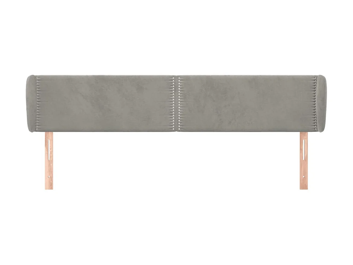 Tête de lit avec oreilles Gris clair 183x23x78/88 cm Velours POI36828 BonneVie Meuble