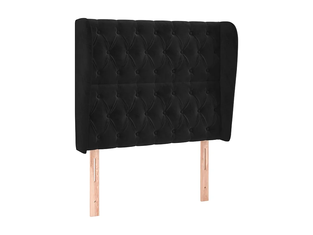 Tête de lit avec oreilles Noir 103x23x118/128 cm Velours POI68893 BonneVie Meuble