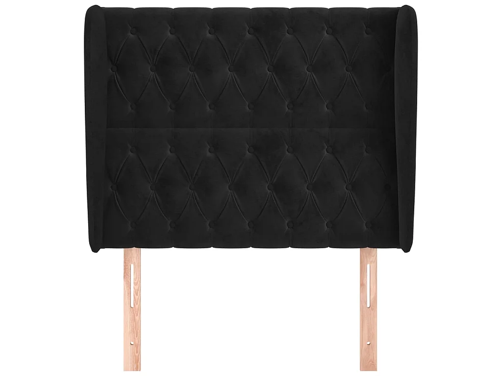 Tête de lit avec oreilles Noir 103x23x118/128 cm Velours POI68893 BonneVie Meuble