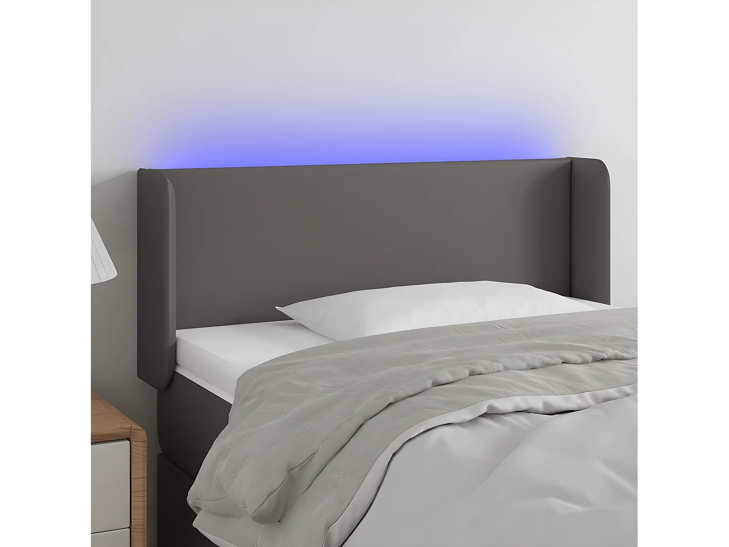 Cabecero con LED cuero sintético gris 83x16x78/88 cm ES95982