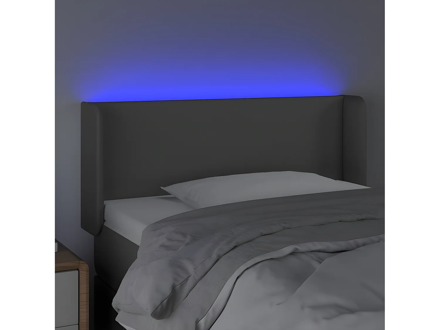 Cabeceira cama c/ LED 83x16x78/88 cm couro artificial cinzento PT173042