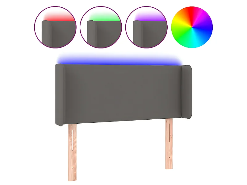 Tête de lit à LED Gris 83x16x78/88 cm Similicuir POI53720 BonneVie Meuble