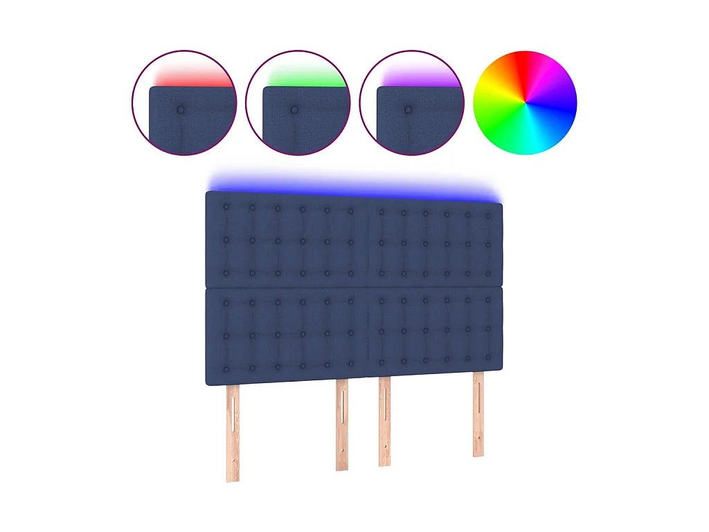 LED Kopfteil,Bettkopfteil Blau 144x5x118/128 cm Stoff -gkd165212