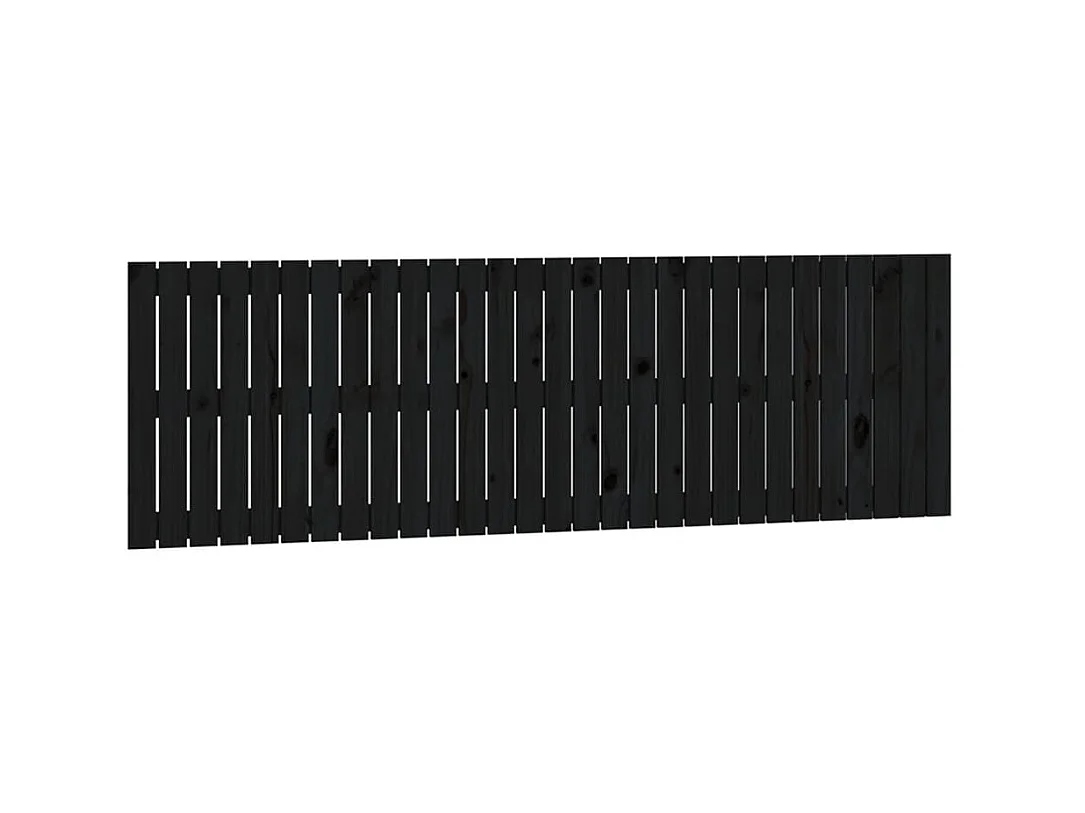 Tête de lit murale Noir 185x3x60 cm Bois massif de pin POI91099 BonneVie Meuble