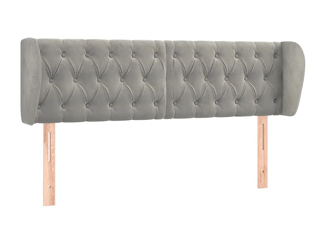 Kopfteil,Bettkopfteil mit Ohren Hellgrau 147x23x78/88 cm Samt -gkd312800