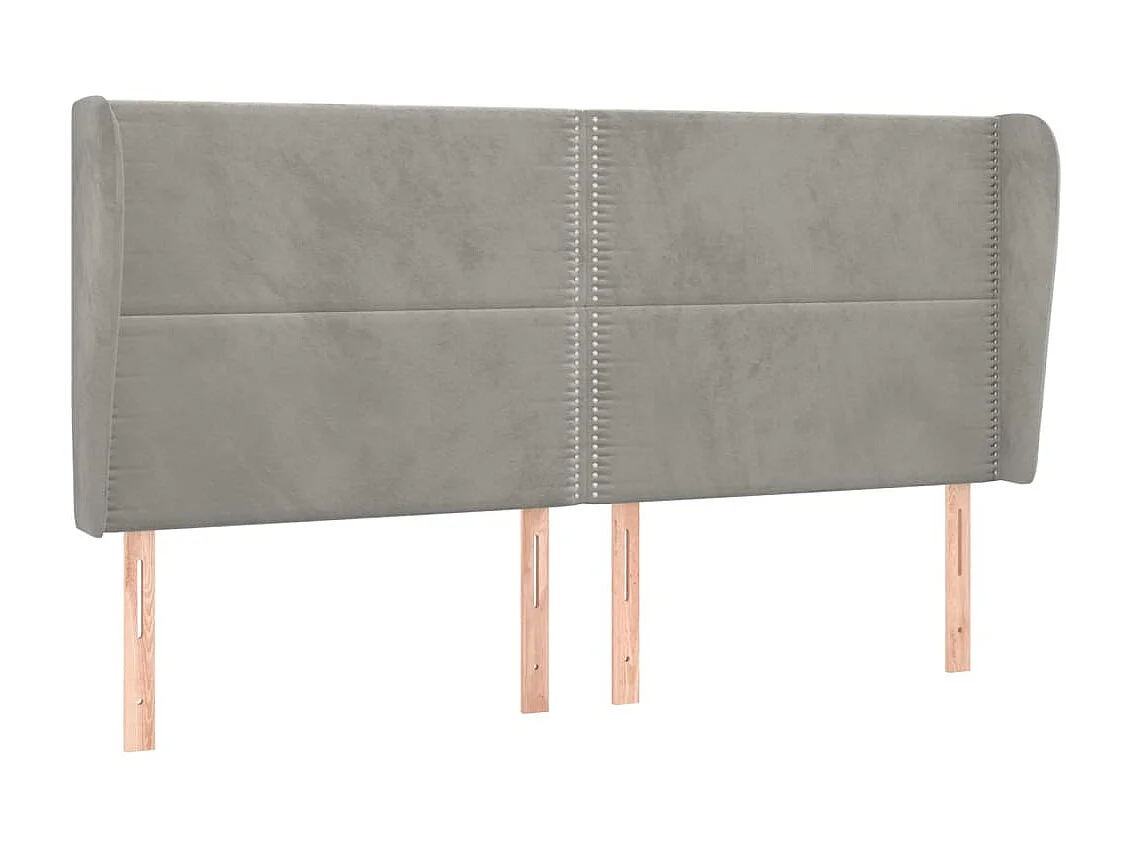 Cabeceira cama c/ abas veludo 183x23x118/128 cm cinzento-claro PT798027