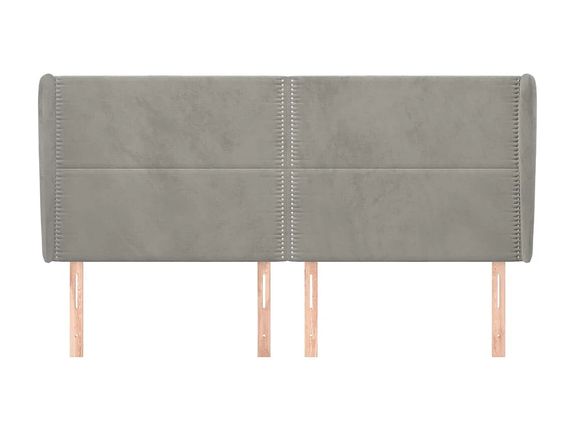 Cabeceira cama c/ abas veludo 183x23x118/128 cm cinzento-claro PT798027