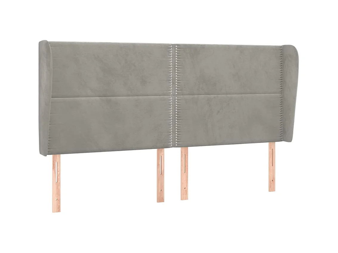 Tête de lit avec oreilles Gris clair 183x23x118/128 cm Velours POI98830 BonneVie Meuble