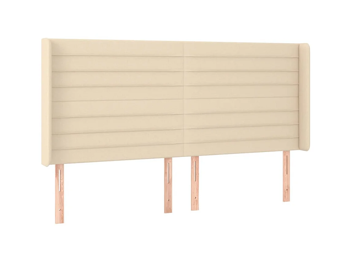 LED Kopfteil,Bettkopfteil Creme 183x16x118/128 cm Stoff -gkd119431