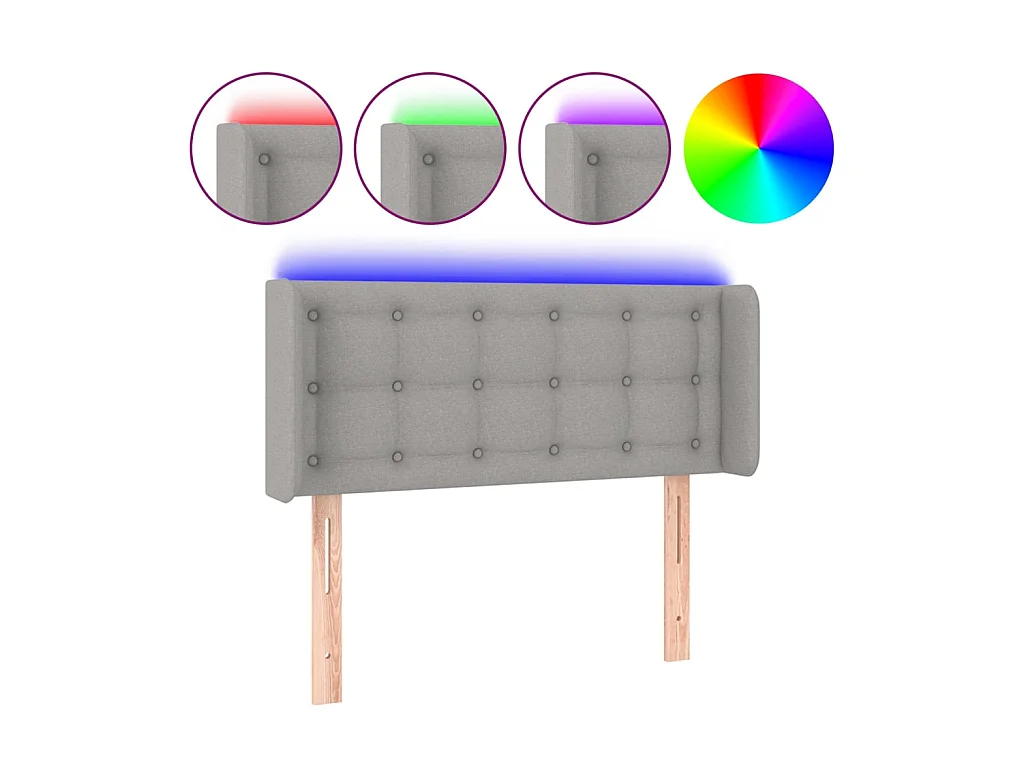Tête de lit à LED Gris clair 83x16x78/88 cm Tissu POI81627 BonneVie Meuble