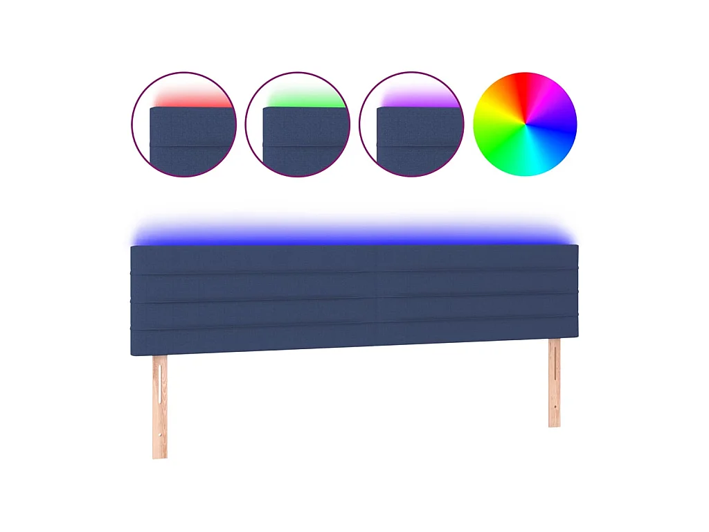 Testiera | Testata del letto a LED Blu 200x5x78/88 cm in Tessuto