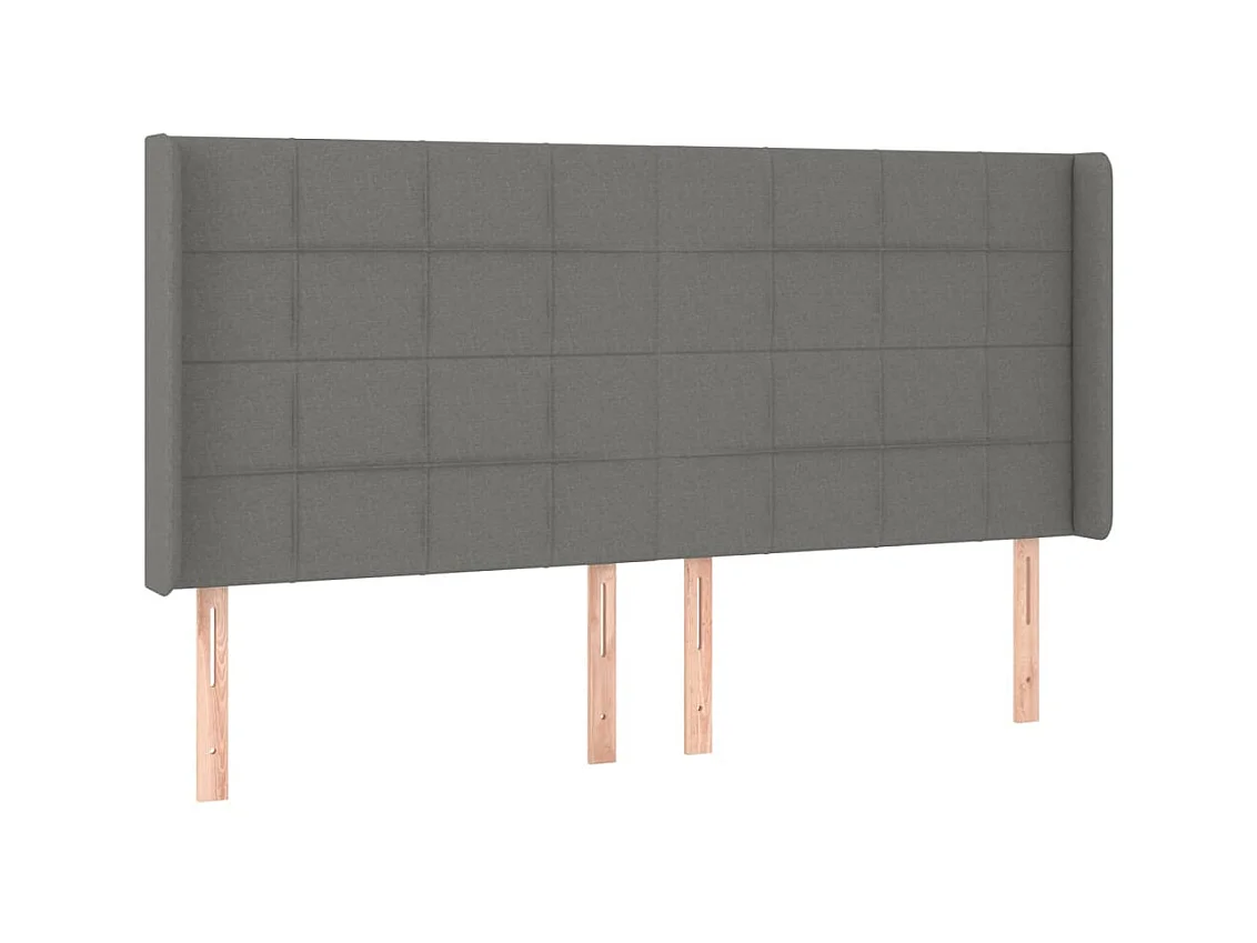 Tête de lit avec oreilles Gris foncé 203x16x118/128 cm Tissu POI96207 BonneVie Meuble