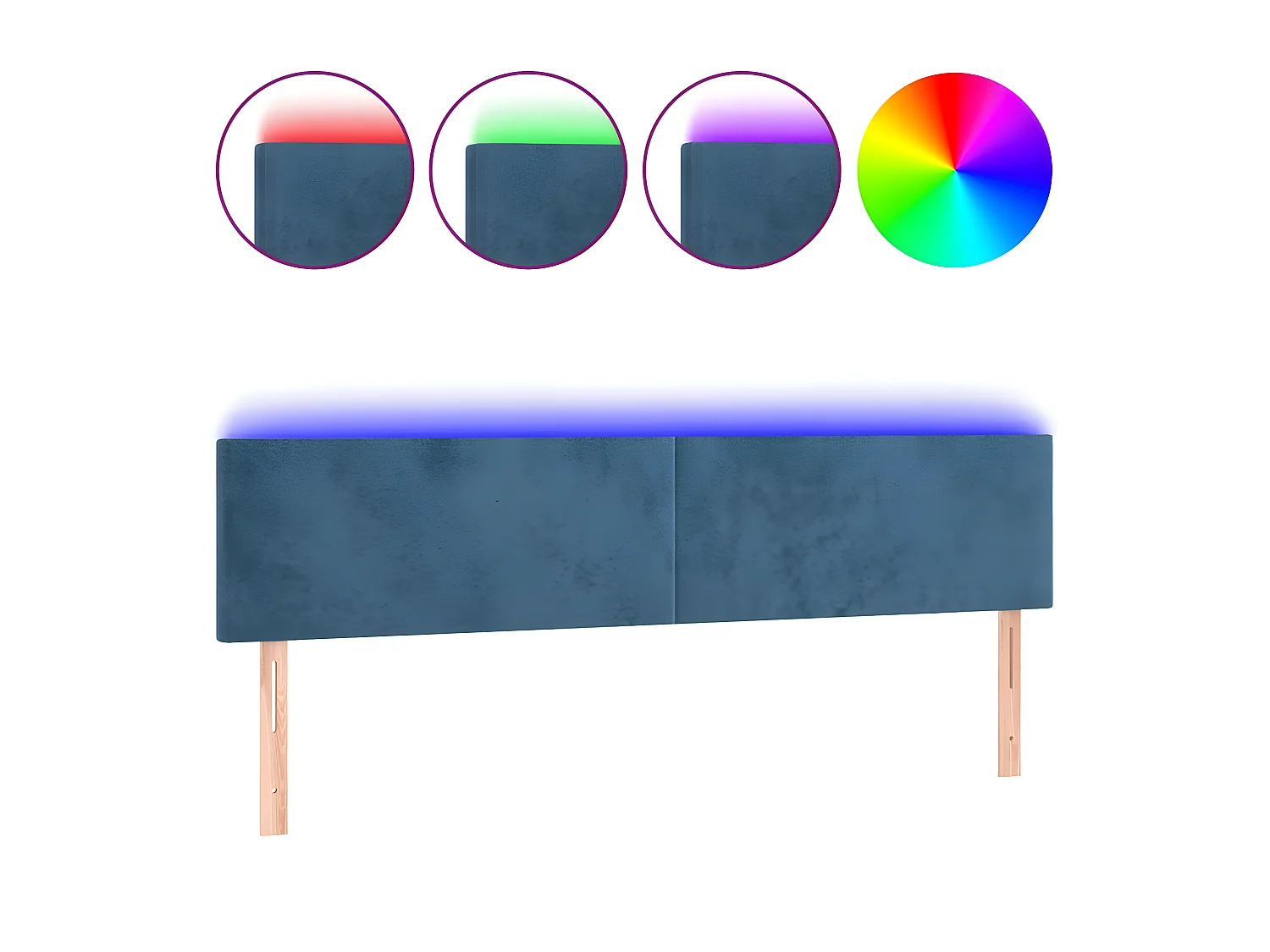 Tête de lit à LED Bleu foncé 160x5x78/88 cm Velours POI66098 BonneVie Meuble