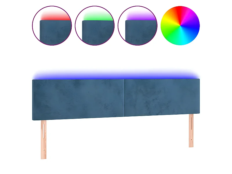 Tête de lit à LED Bleu foncé 160x5x78/88 cm Velours POI66098 BonneVie Meuble