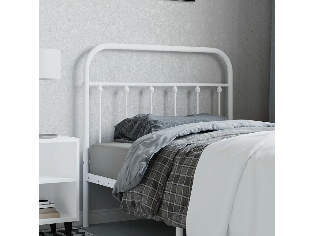 Tête de lit métal blanc 100 cm POI51767 BonneVie Meuble