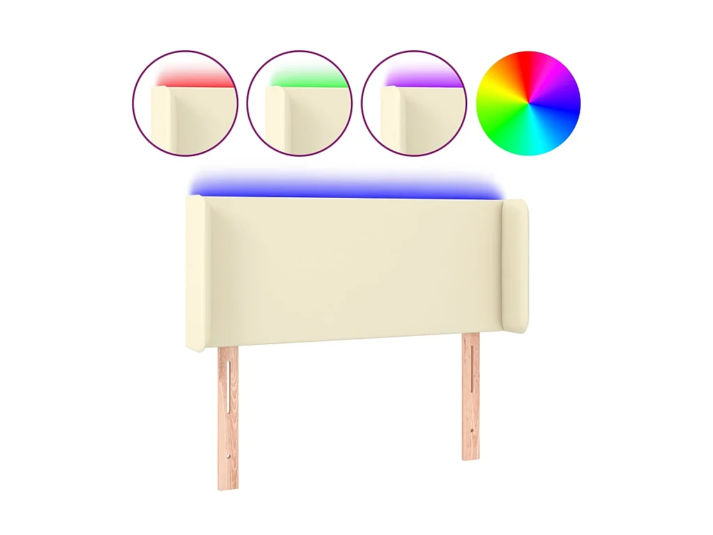 Tête de lit à LED Crème 93x16x78/88 cm Similicuir POI94612 BonneVie Meuble