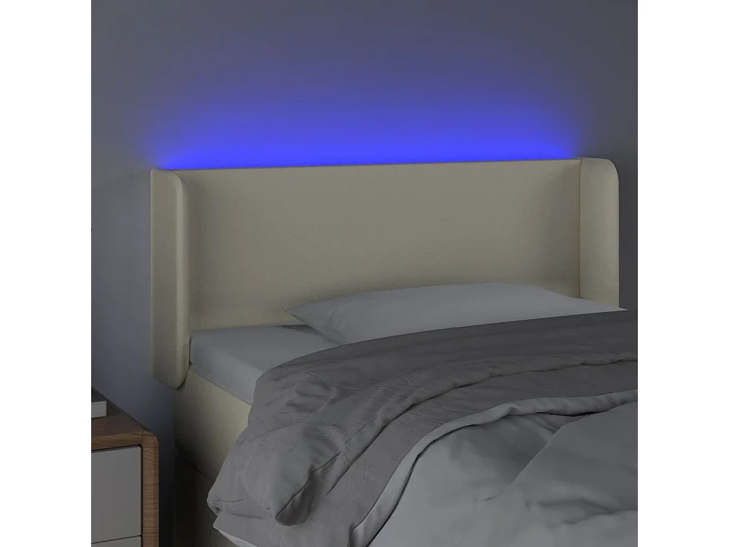 Tête de lit à LED Crème 93x16x78/88 cm Similicuir POI94612 BonneVie Meuble