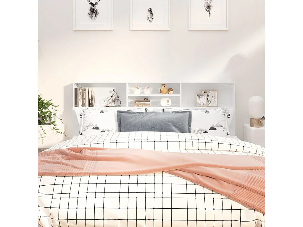 Mueble cabecero blanco brillante 180x19x103,5 cm ES94080