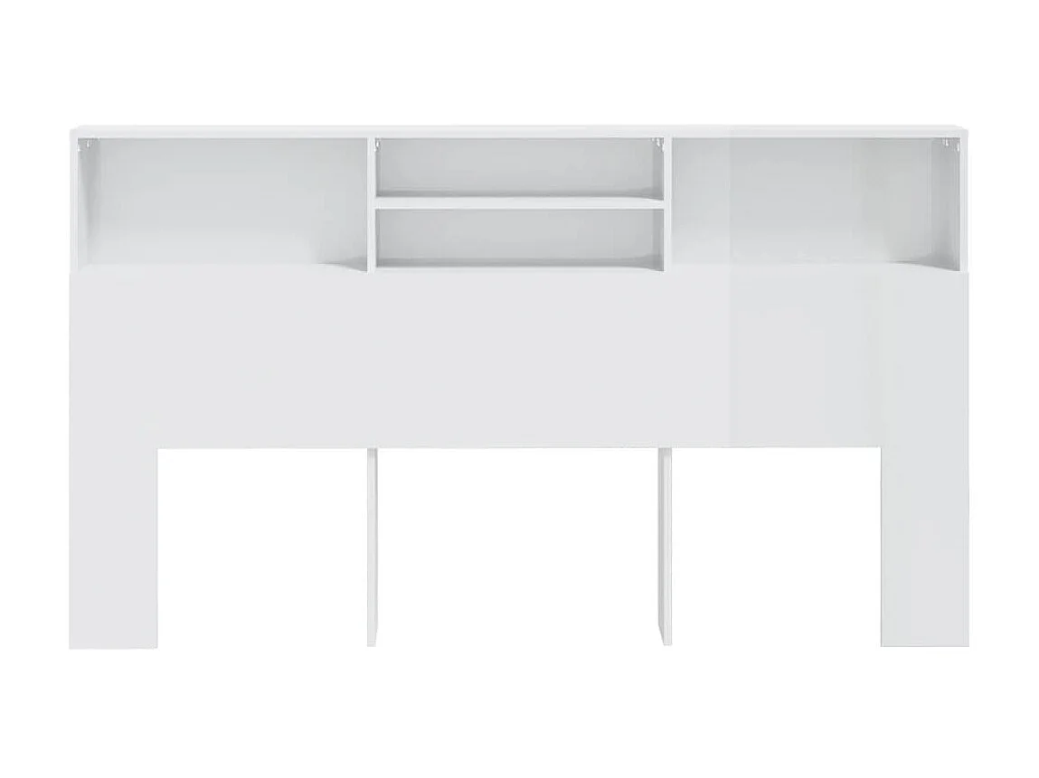 Armoire de tête de lit Blanc brillant 180x19x103,5 cm POI82204 BonneVie Meuble