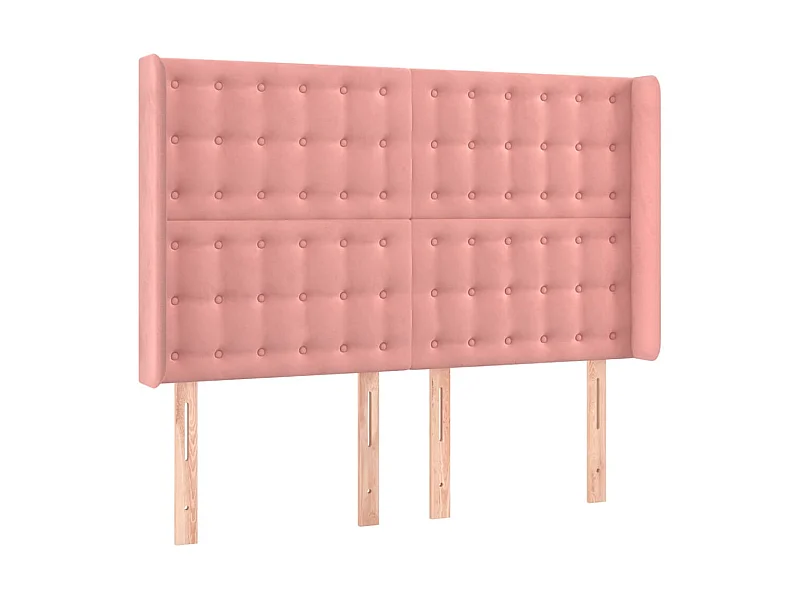 Tête de lit avec oreilles Rose 147x16x118,128 cm Velours LKC64372 BonneVie Meuble