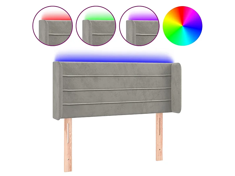 Hoofdbord LED 103x16x78/88 cm fluweel lichtgrijs NL256591