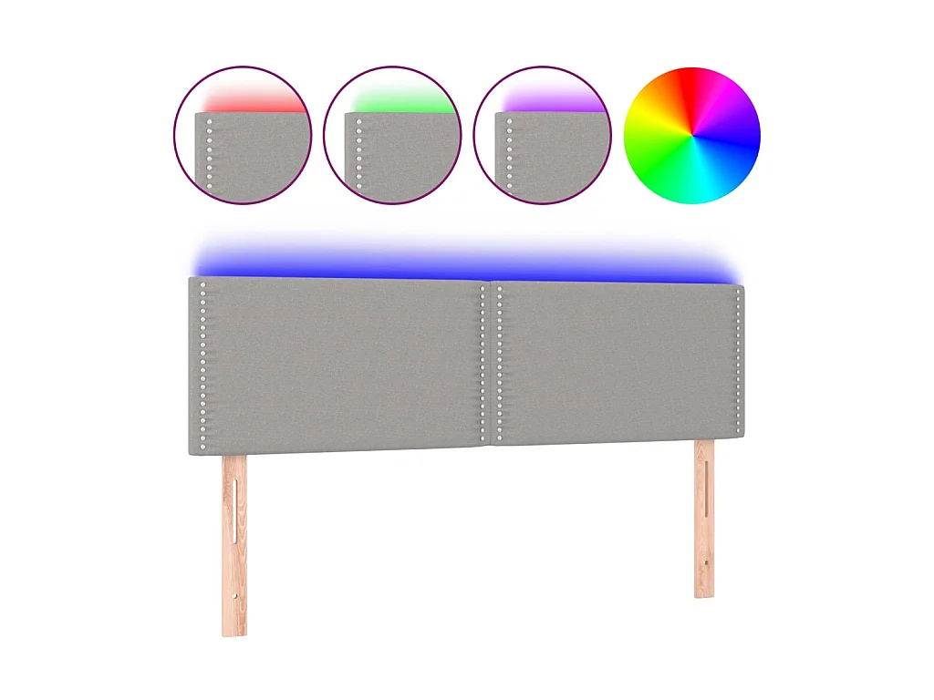 Testiera | Testata del letto a LED Grigio Chiaro 144x5x78/88 cm in Tessuto