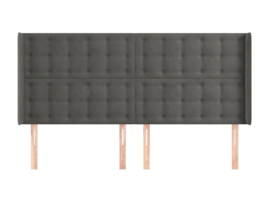Kopfteil,Bettkopfteil mit Ohren Dunkelgrau 163x16x118/128 cm Samt -gkd255032